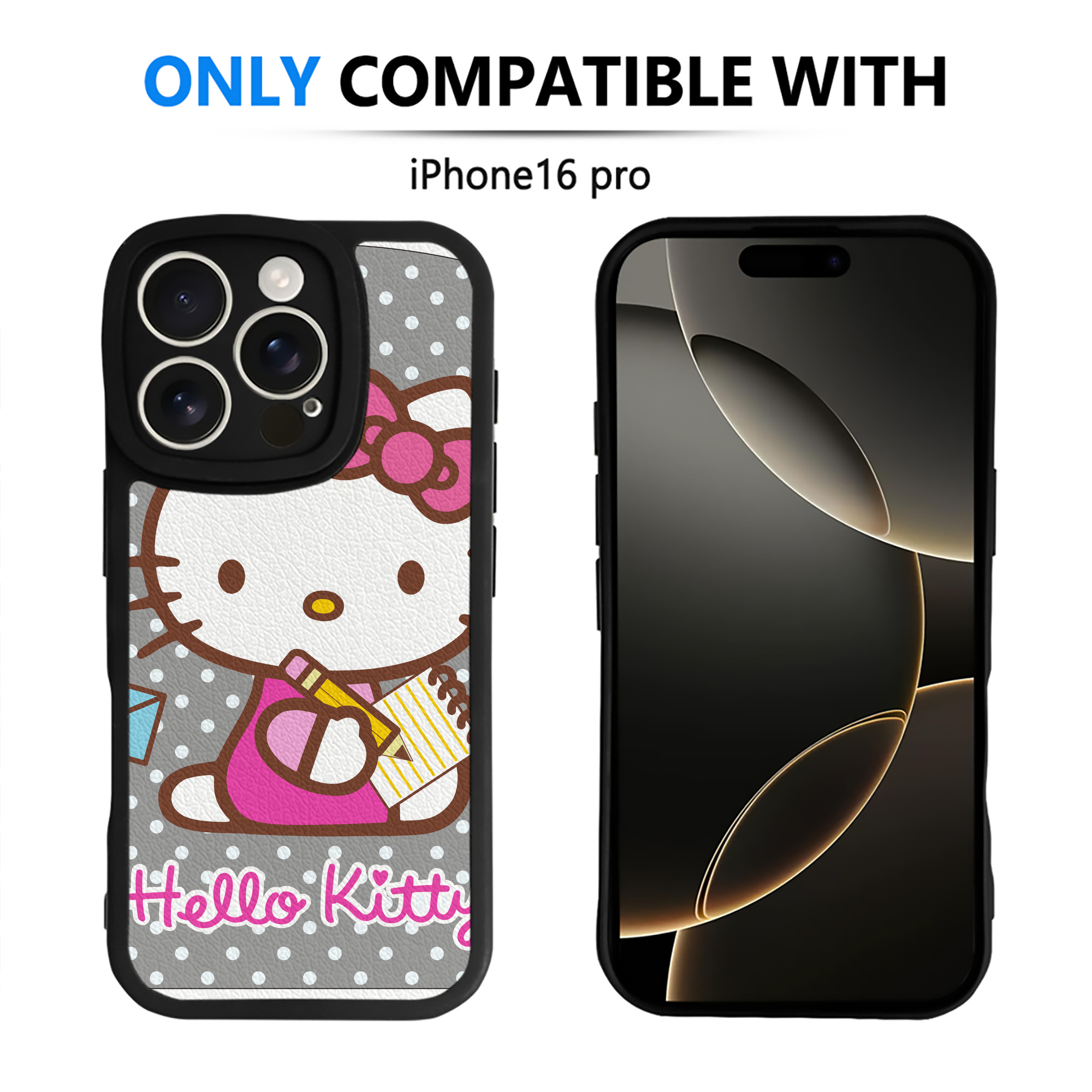 （画像用） Hello Kitty ハローキティ 【iPhone 16シリーズ対応】シリコンスマホケース（レザー調） 材質：シリコン